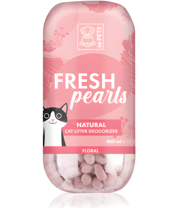 M-Pets - Fresh Pearls Natural Cat Litter Deodorizer, Floral Scent, Fibre Technology, Antibacterial - 450 ml