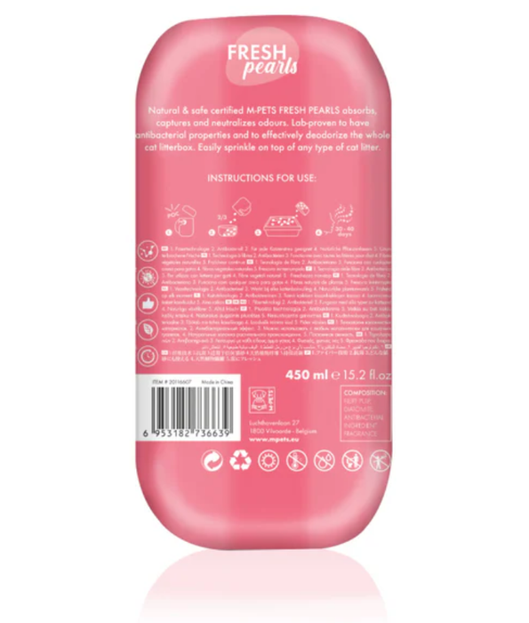 M-Pets - Fresh Pearls Natural Cat Litter Deodorizer, Floral Scent, Fibre Technology, Antibacterial - 450 ml