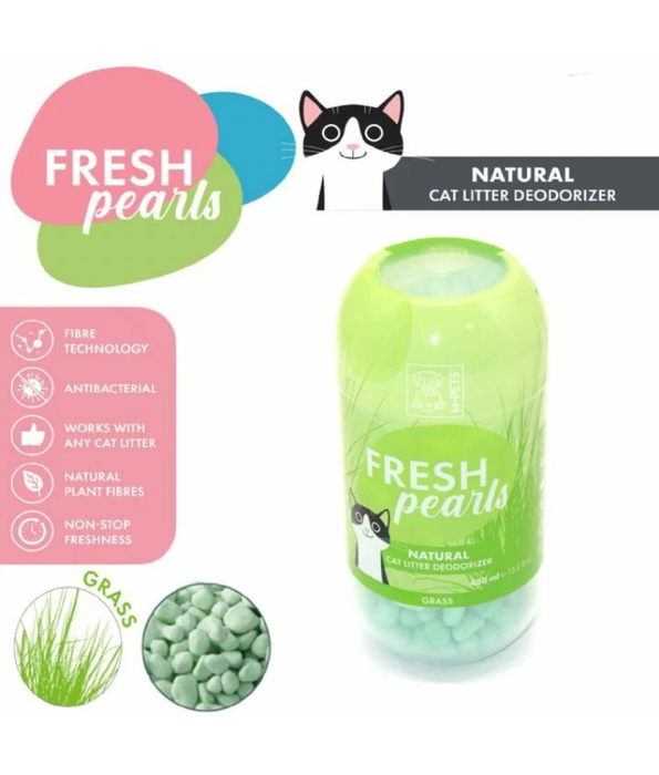 M-Pets - Fresh Pearls Natural Cat Litter Deodorizer, Grass Scent, Fibre Technology, Antibacterial - 450 ml