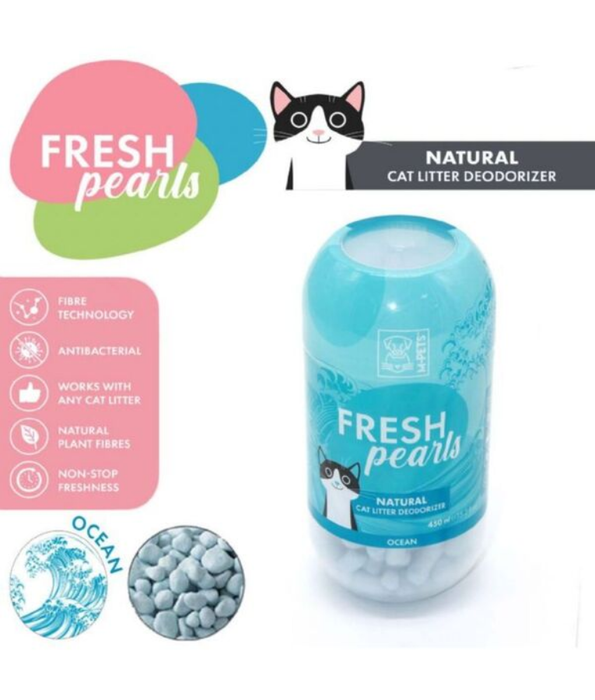 M-Pets - Fresh Pearls Natural Cat Litter Deodorizer, Ocean Scent, Fibre Technology, Antibacterial - 450 ml