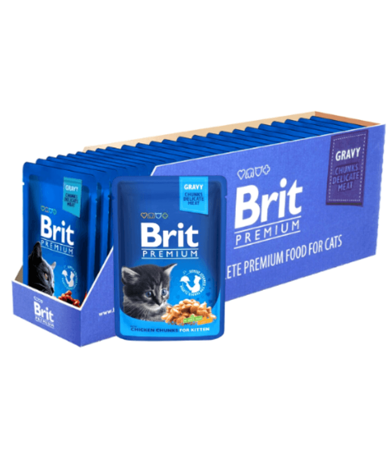 Brit Premium - Cat Pouches Chicken Chunks, In Gravy, for Kitten, Wet Cat Food - 100g