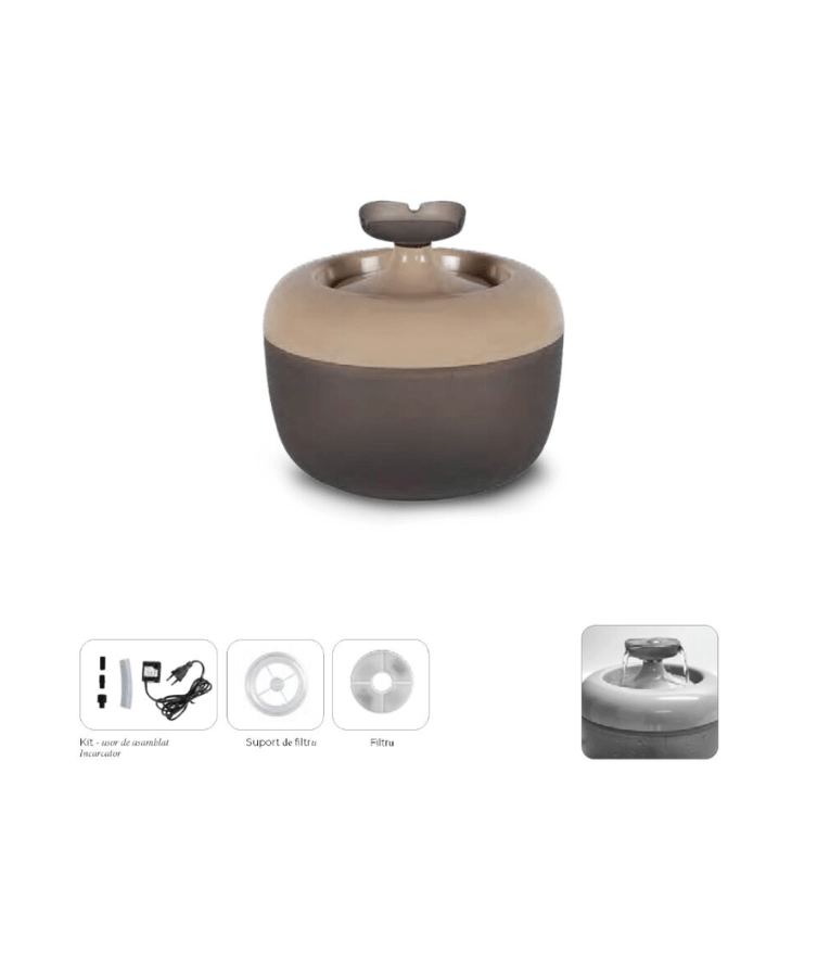 MP Bergamo - Malaga Mocca Tulip Fountain Water Fountain for Cats & Small Dogs - 1.7L