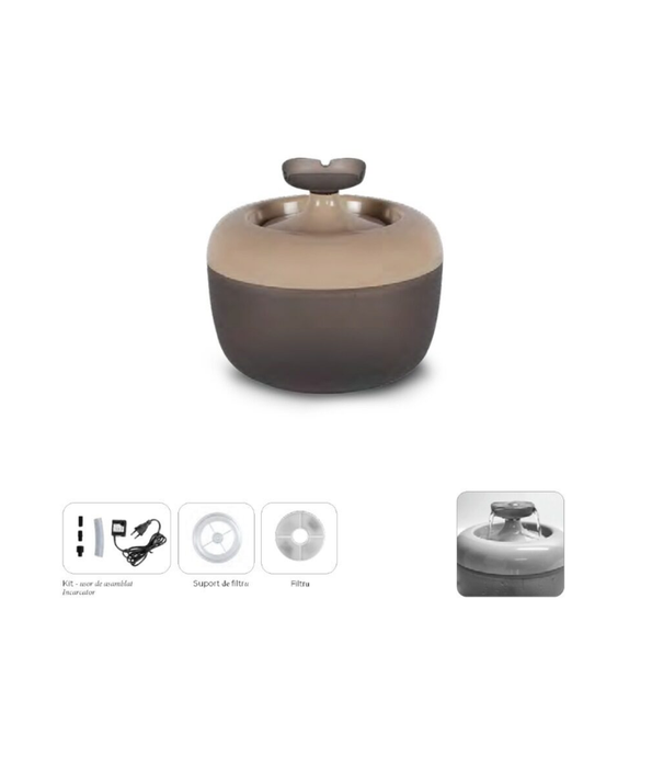 MP Bergamo - Malaga Flower Fountain Water Fountain for Cats & Small Dogs - Fuchsia 1.7L