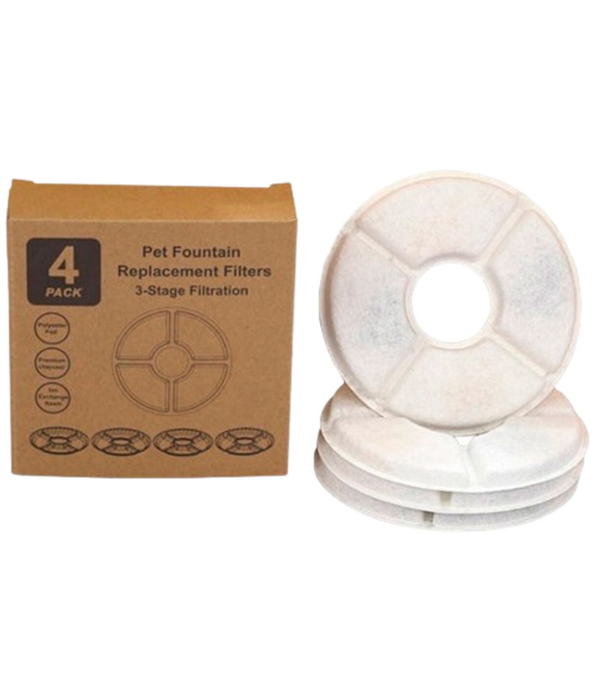 MP Bergamo - Malaga Fountain Replacement Filters – 4-Pack Round Carbon Filters - 12.7 cm