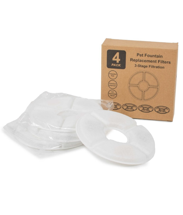 MP Bergamo - Malaga Fountain Replacement Filters – 4-Pack Round Carbon Filters - 12.7 cm