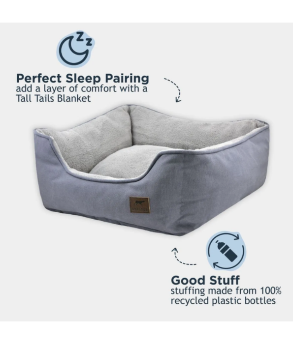 Tall Tails - Dream Chaser Charcoal Bolster Dog Bed, Reversible Fleece, Machine Washable, Eco-Fill - 106×85×22 cm
