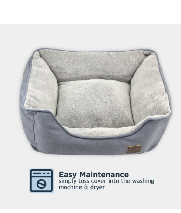 Tall Tails - Dream Chaser Charcoal Bolster Dog Bed, Reversible Fleece, Machine Washable, Eco-Fill - 106×85×22 cm