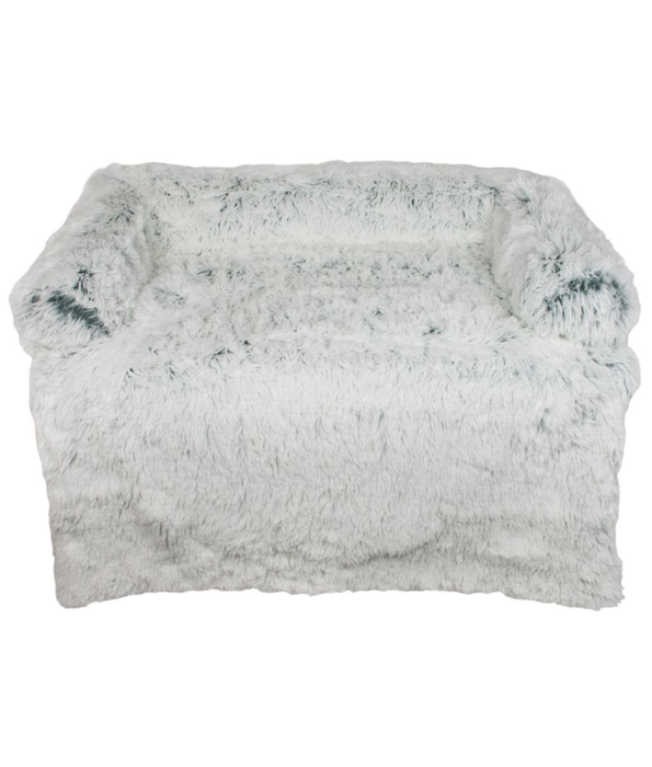 Tall Tails - Dream Chaser Anywhere Cuddler Dog Bed, White Grey Plush Faux Fur, Washable Comfort - 92×77×12 cm