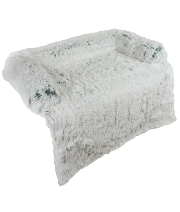 Tall Tails - Dream Chaser Anywhere Cuddler Dog Bed, White Grey Plush Faux Fur, Washable Comfort - 92×77×12 cm