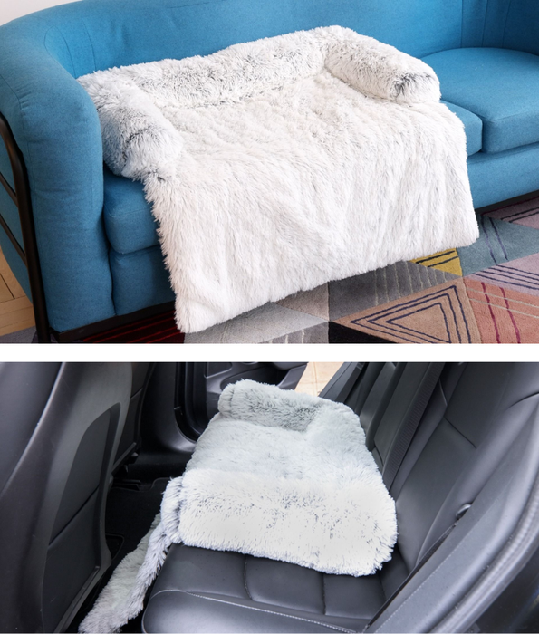 Tall Tails - Dream Chaser Anywhere Cuddler Dog Bed, Dark Khaki Plush Faux Fur, Washable Comfort - 92×94×12 cm