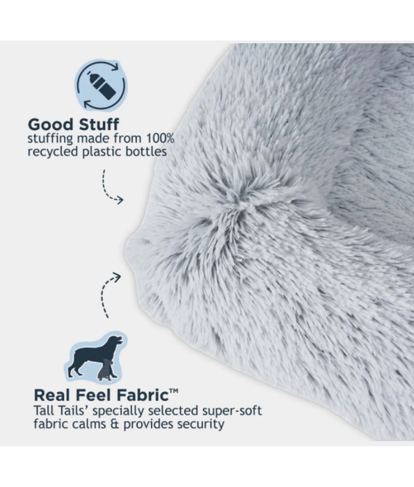Tall Tails - Dream Chaser Anywhere Cuddler Dog Bed, Dark Khaki Plush Faux Fur, Washable Comfort - 92×94×12 cm