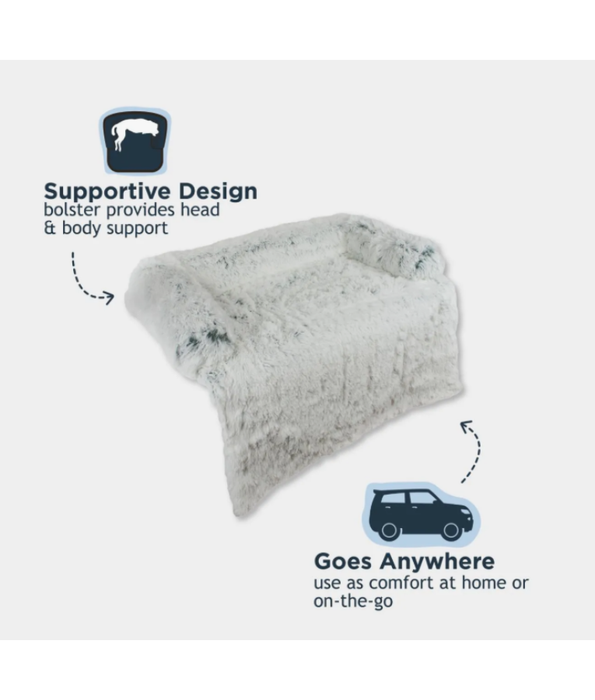 Tall Tails - Dream Chaser Anywhere Cuddler Dog Bed, Dark Khaki Plush Faux Fur, Washable Comfort - 92×94×12 cm