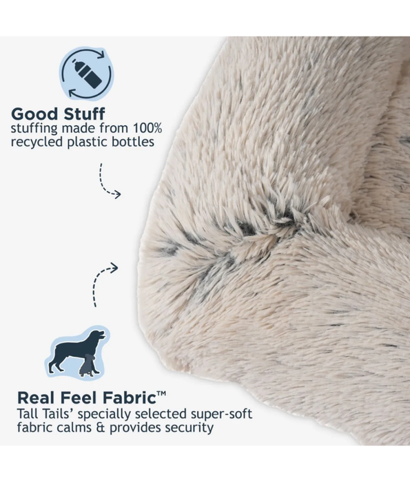 Tall Tails - Dream Chaser Anywhere Cuddler Dog Bed, Dark Khaki Plush Faux Fur, Washable Comfort - 92×94×12 cm