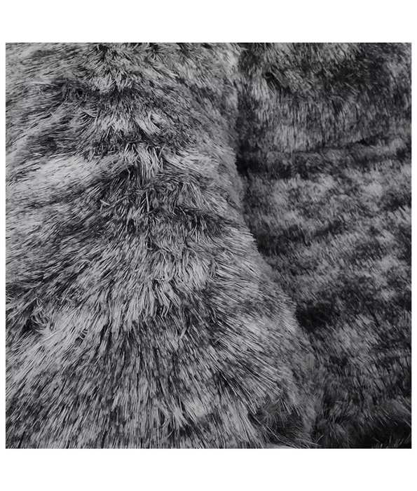 Tall Tails - Dream Chaser™ Anywhere Cuddler Dog Bed, Silver Grey (Charcoal/White), Faux Fur, Anti-Slip Base - 105×90×9 cm
