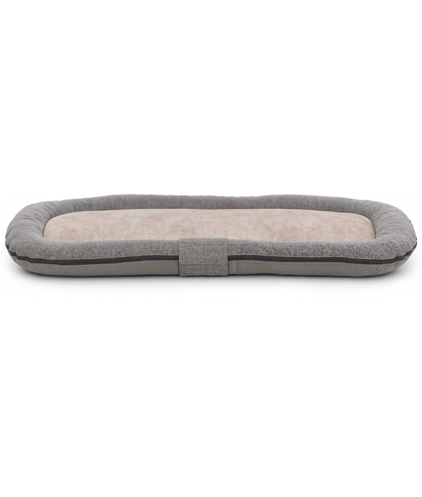 King Green - Rectangular Dog Bed, Grey Linen & Beige Fleece, Anti-Slip - 70×90×10 cm