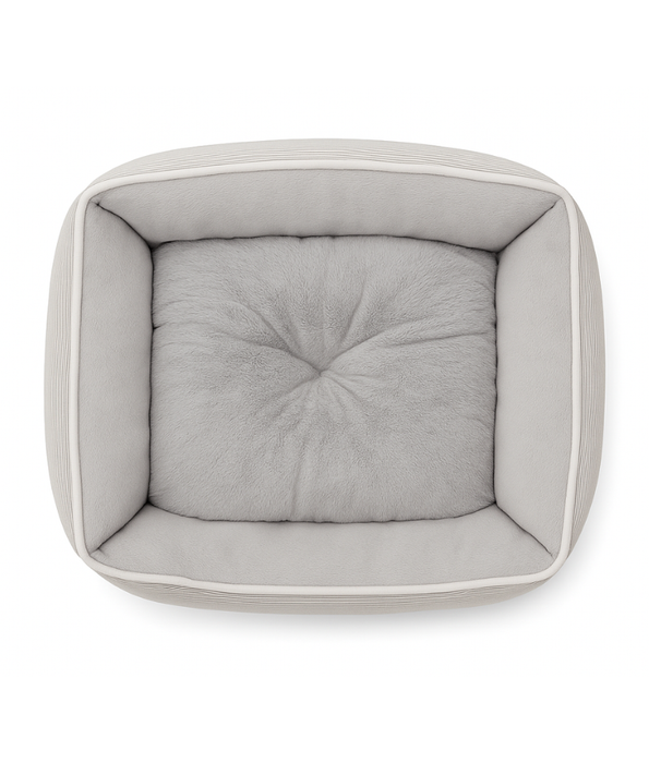 King Queen - Corduroy Fort Bed for Cats & Mini Dogs, Light Grey - 55 × 44 × 19 cm