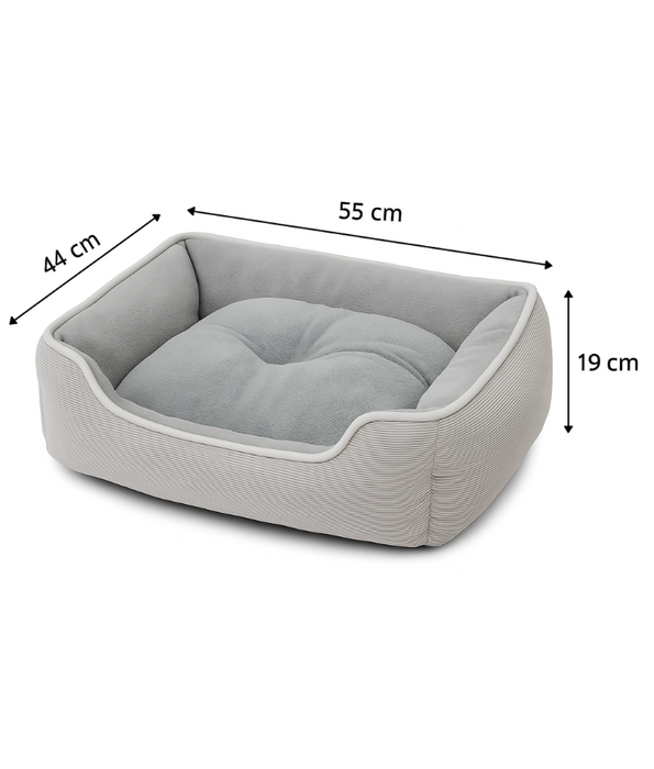 King Queen - Corduroy Fort Bed for Cats & Mini Dogs, Light Grey - 55 × 44 × 19 cm