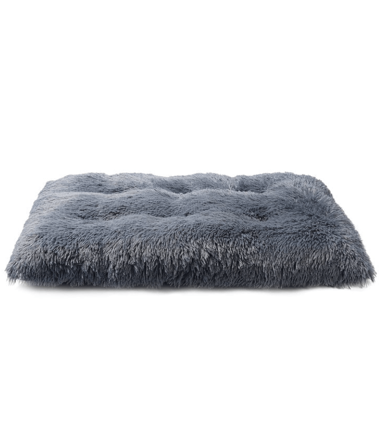 Cuddlove - Crate Mattress for Dogs, Plush Dark Grey Faux Fur, Washable - S,M,L