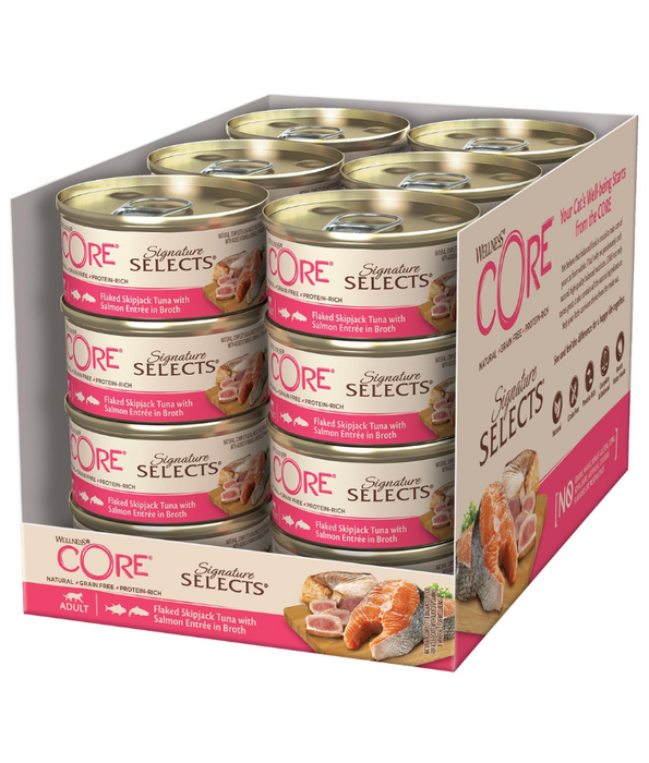 Wellness CORE Signature Selects Flaked Skipjack Tuna & Wild Salmon in Broth 79g