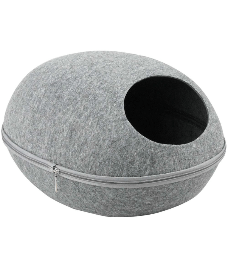 Pawise - Cat Cave Bed, Enclosed Felt Shell with Removable Cushion - 48 x 39 x 26 cm featuring a cozy, modern design.