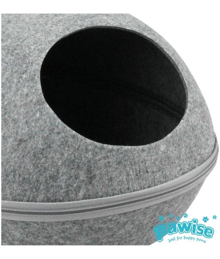 Pawise - Cat Cave Bed, Enclosed Felt Shell with Removable Cushion - 48 x 39 x 26 cm close-up view of the entrance
