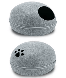 Pawise - Cat Cave Bed, Enclosed Felt Shell with Removable Cushion - 48 x 39 x 26 cm cozy pet hideaway