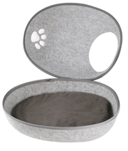 Pawise - Cat Cave Bed, Enclosed Felt Shell with Removable Cushion - 48 x 39 x 26 cm with cozy cushion.