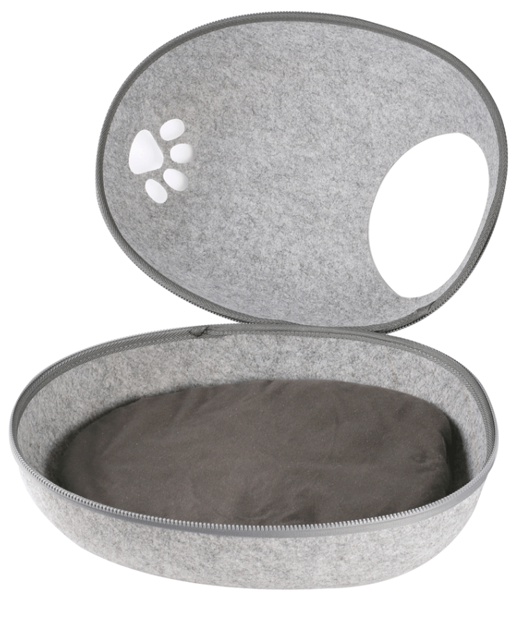 Pawise - Cat Cave Bed, Enclosed Felt Shell with Removable Cushion - 48 x 39 x 26 cm with cozy cushion.