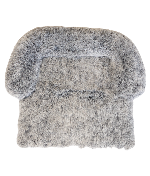 Tall Tails - Dream Chaser™ Anywhere Cuddler Dog Bed, Silver Grey (Charcoal/White), Faux Fur, Anti-Slip Base