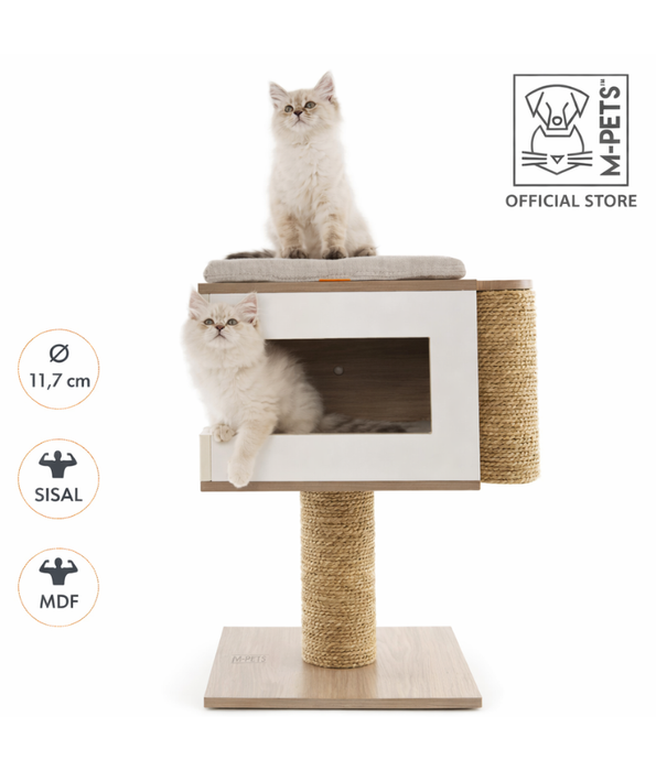 M-Pets - CatElite Richard Cat Tree, Modern Condo With Sisal Post - 40 x 40 x 62 cm