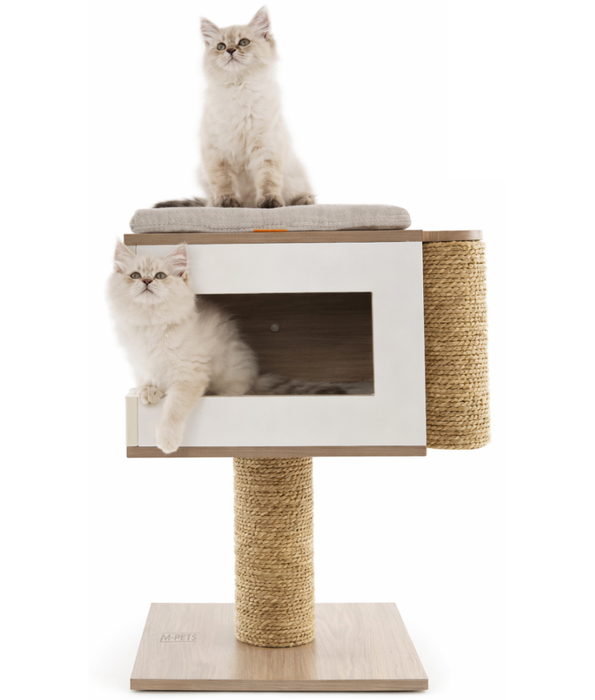M-Pets - CatElite Richard Cat Tree, Modern Condo With Sisal Post - 40 x 40 x 62 cm
