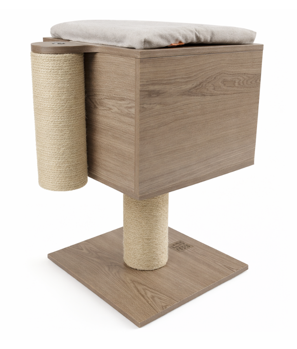 M-Pets - CatElite Richard Cat Tree, Modern Condo With Sisal Post - 40 x 40 x 62 cm