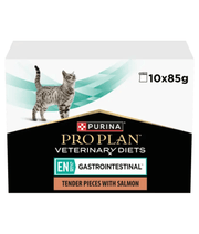 Purina - Pro Plan Veterinary Diets, EN Gastrointestinal Cat Pouch Salmon - 85g packaging with a cat.