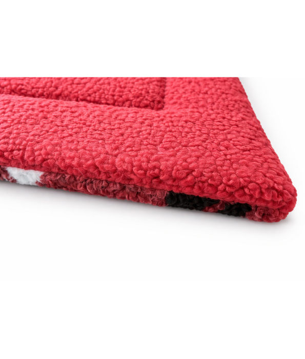 Animate Sherpa Fleece Crate Dark Red Mat, Paw Print Design – Cozy Dog Bed Mat S-M-L-XL-XXL