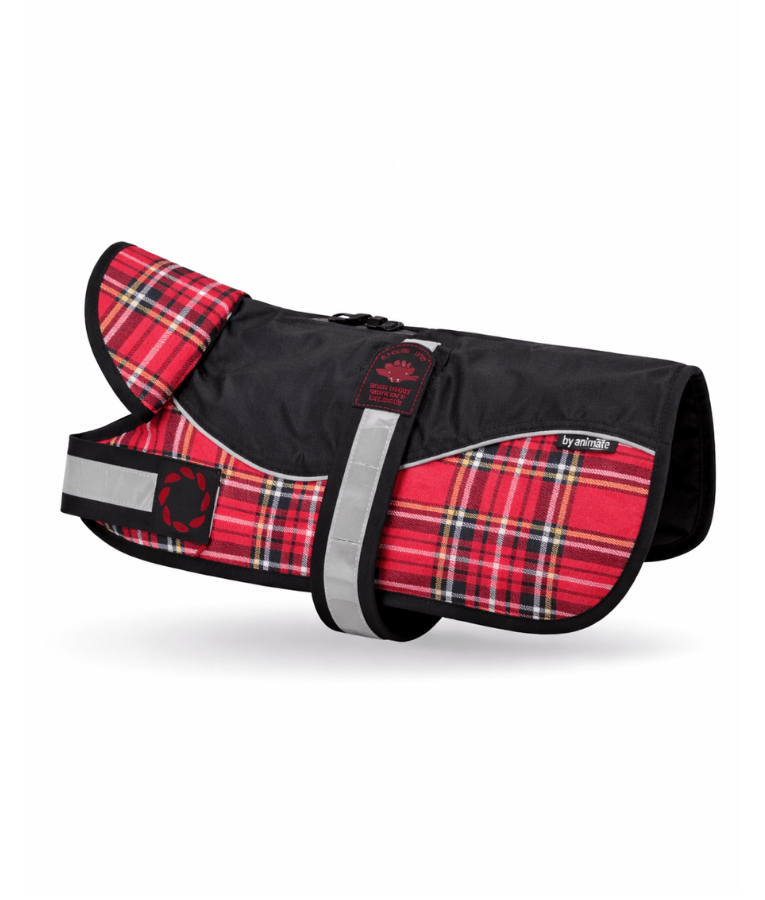 Animate Reflective Padded Harness Dog Coat Diamond Red