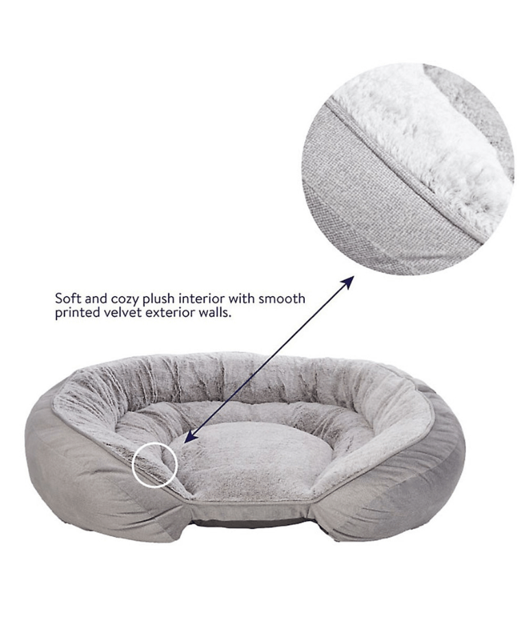 Top Paw - Orthopedic Premium Support Oval Lounger Bed, Memory Foam, Plush Greige, Washable Cover - L, XL