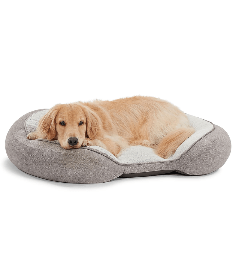 Top Paw - Orthopedic Premium Support Oval Lounger Bed, Memory Foam, Plush Greige, Washable Cover - L, XL