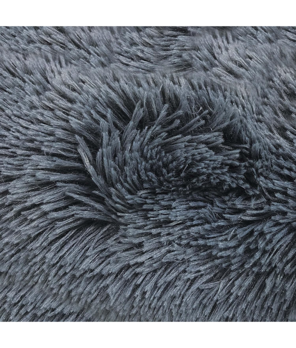 Cuddlove - Crate Mattress for Dogs, Plush Dark Grey Faux Fur, Washable - Medium, Large