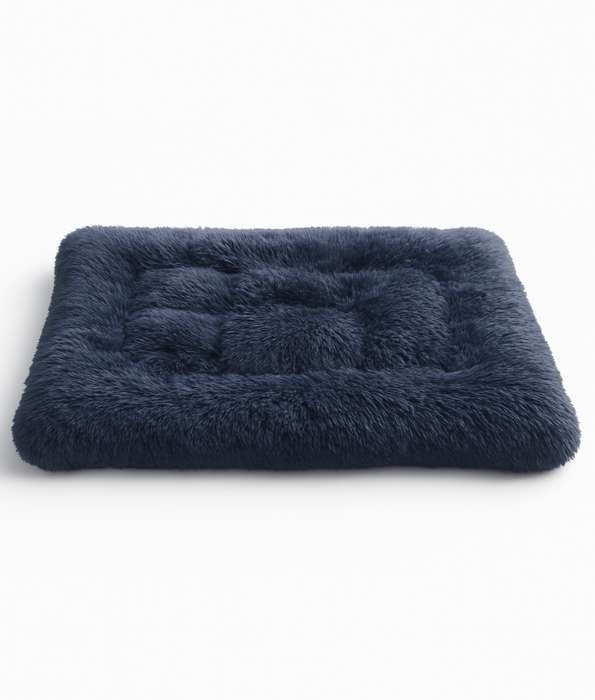 Cuddlove - Plush Crate Mattress for Dogs, Navy Blue Faux Fur, Anti-Slip, Washable - S,M,L