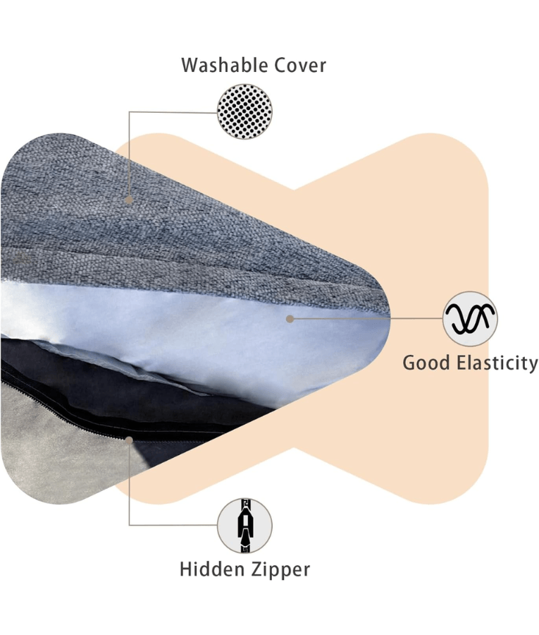 Top Paw - Orthopedic Premium Support Oval Lounger Dog Bed, Memory Foam, Plush Blue & Grey, Washable Cover - Large 96×76x22 cm
