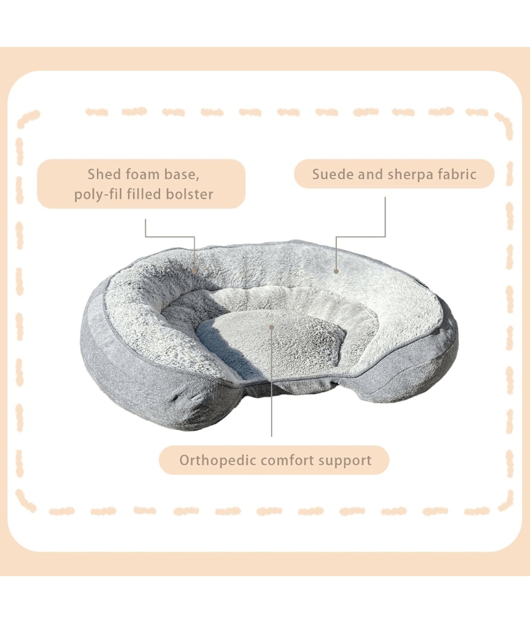 Top Paw - Orthopedic Premium Support Oval Lounger Dog Bed, Memory Foam, Plush Blue & Grey, Washable Cover - Large 96×76x22 cm
