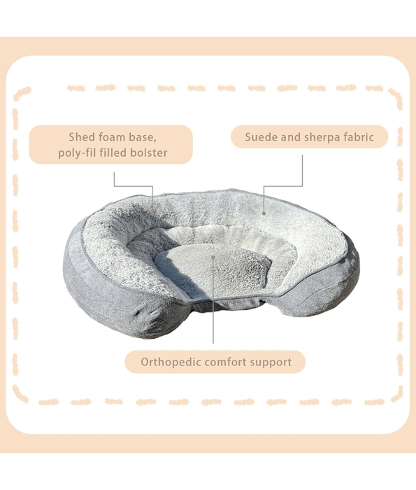 Top Paw - Orthopedic Premium Support Oval Lounger Dog Bed, Memory Foam, Plush Blue & Grey, Washable Cover - Large 96×76x22 cm