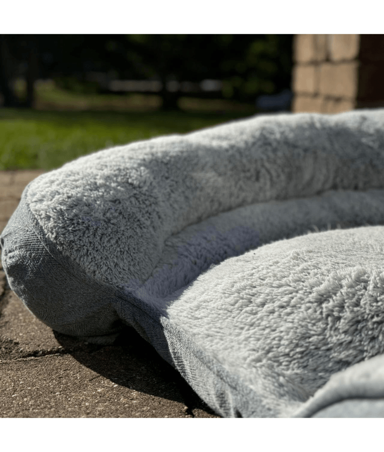 Top Paw - Orthopedic Premium Support Oval Lounger Dog Bed, Memory Foam, Plush Blue & Grey, Washable Cover - Large 96×76x22 cm