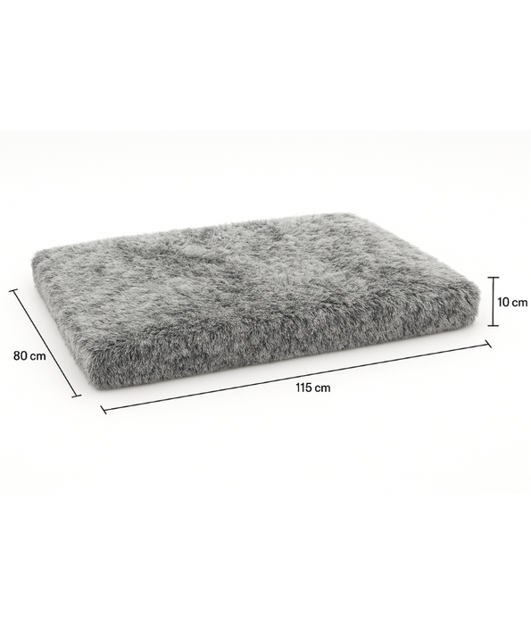 Tall Tails - Orthopedic Rectangular Dog Bed, Faux Fur Plush + Memory Foam, Anti-Slip, Washable - 115×80×10 cm