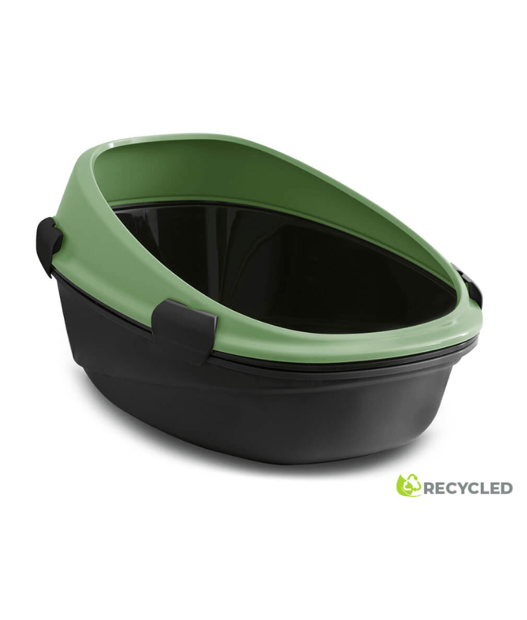 MP Bergamo - Pin Up Maxi Luxo Salvia Open Litter Box, Green & Black - 66×49×39 cm