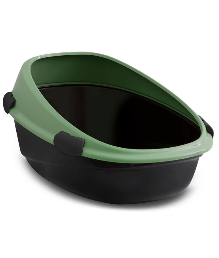 MP Bergamo - Pin Up Maxi Eco Salvia Open Litter Box, Green & Black - 66×49×36 cm