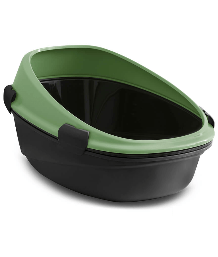 MP Bergamo - Pin Up Maxi Luxo Salvia Open Litter Box, Green & Black - 66×49×39 cm