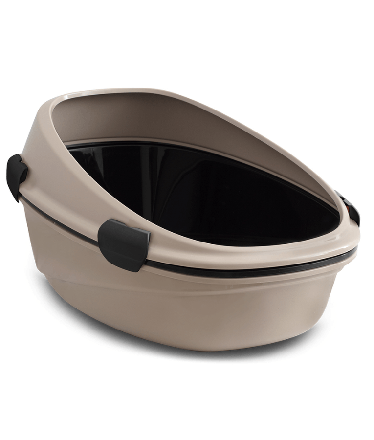 MP Bergamo - Pin Up Maxi Luxo Mocaccino Open Litter Box, Beige & Black - 66×49×39 cm