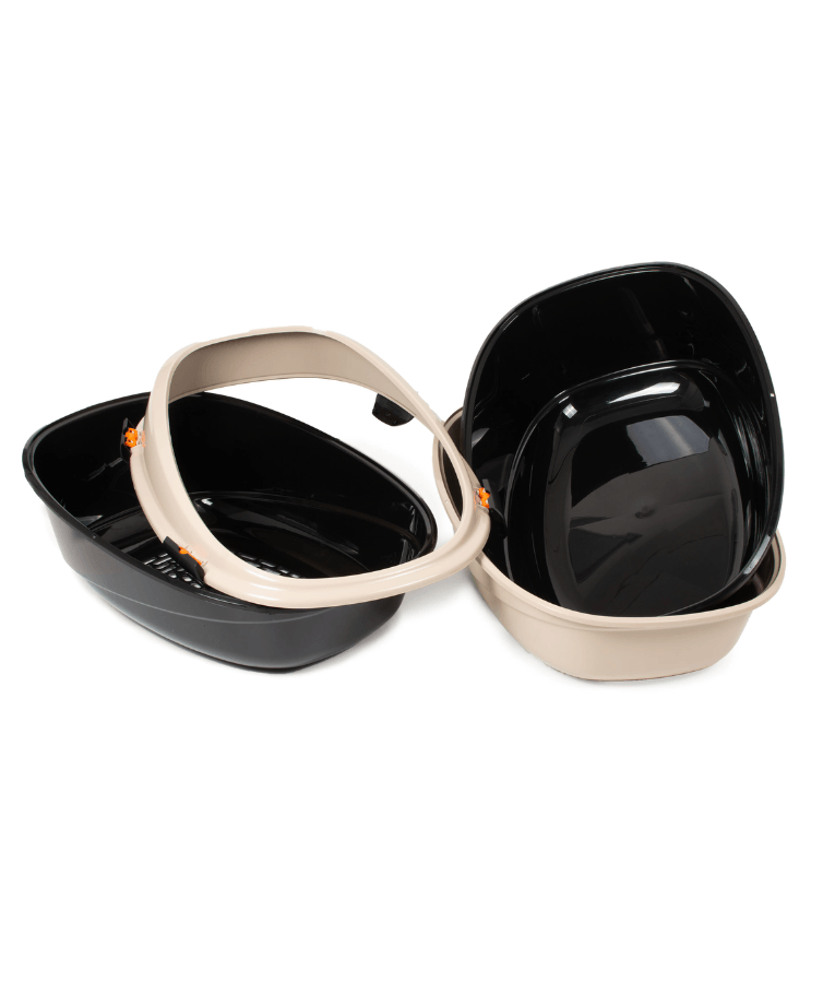 MP Bergamo - Pin Up Maxi Luxo Mocaccino Open Litter Box, Beige & Black - 66×49×39 cm