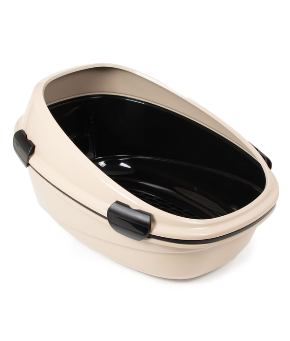 MP Bergamo – Pin Up Maxi Luxo Mocaccino Open Litter Box  – Beige & Black - 66×49×39 cm